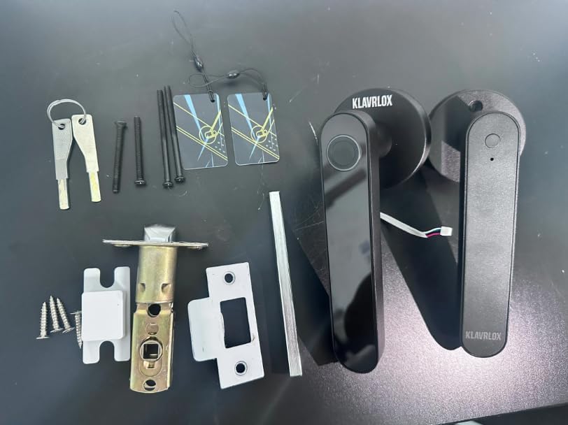 Miniatura 5 de Manija de puerta inteligente, huella digital biométrica y teclado, cerrojo impermeable, control de aplicación Bluetooth, bloqueo automático para el