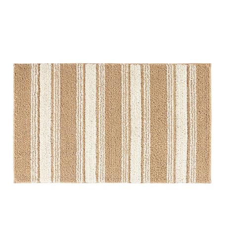 Image of Obsessions Soft & Plush Bath Mat | Quick Dry, Stain & Skid Resistant | Luxuriously Soft, Long Lasting Color | TPR Latex Backing, Size 40x60 cm, Light Beige & Dark Beige