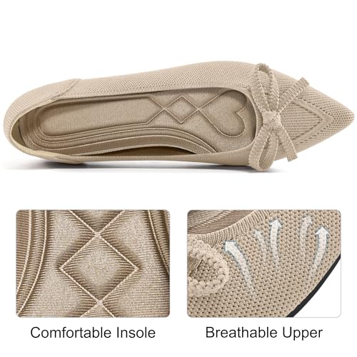 Image of Ablanczoom Ballet Flats Shoes for Women: Dressy Pointed Toe Bow Knit Flats Comfortable Slip On Work Business Casual Shoes