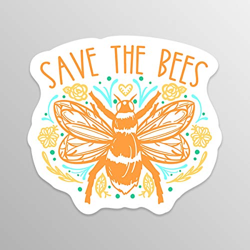 Save The Bees Vinyl Decal Sticker - 5.5" Car Window Laptop Decal | Environmental Awareness Sticker