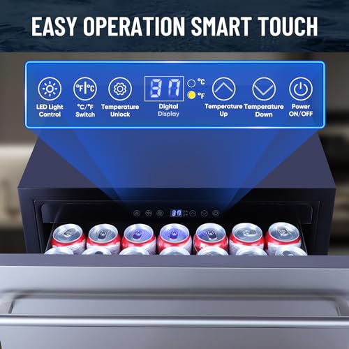 Image of ORYMUSE Outdoor Drawer Refrigerator, 24 Inch Undercounter Beverage Cooler Fridge with Stainless Steel Seamless Door Can Hold 154 Cans w /Powerful Cooling Compressor for Kitchen and Commercial