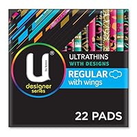 U by Kotex Designer Series Ultrathin Pads Regular with Wings 22 Pack