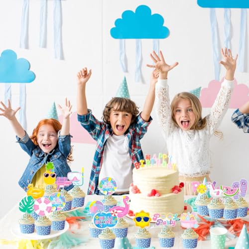 36Pcs Summer Cupcake Toppers,Pool Party Decorations - image 4