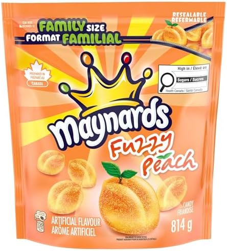 Maynards Fuzzy Peach Candy, Gummy, Bulk Candy, Family Size, 814 g, Prepared in Canada