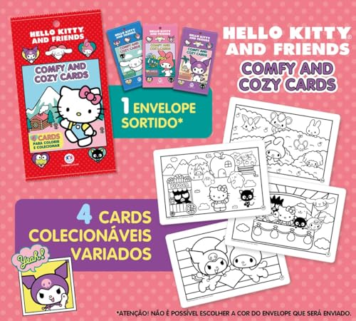Hello Kitty – Comfy and Cozy 4 Cards para colorir e colecionar