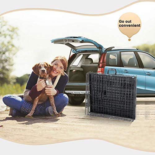 Bestpet Black 36" 2 Doors Suitcase Style Folding Metal Dog Crate With Abs Pan #TOP1