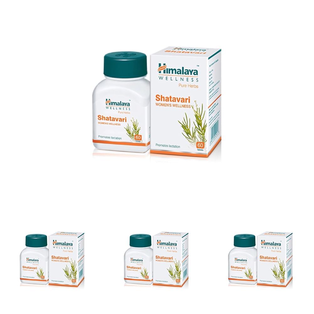 Himalaya Pure Herbs Shatavari Women's Wellness Tablets, Promotes lactation, White, 60 Count (Pack of 4)