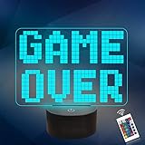 CooPark Pixel Spiel über Illusionslampe, Gamepad 3D Nachtlicht mit Fernbedienung 16 Farbwechsel Spielzimmer Dekor Beste Weihnachts geburtstags geschenke für Kinder Junge Kind