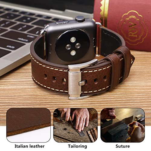 Image of HUAFIY Compatible for Apple Watch Bands 42mm 44mm45mm46mm 49mm 38mm 40mm41mm, Genuine Leather Band Strap for iWatch Series 11 /10 /9 /8,7,6,5,4,3,2,1, Ultra3 2 1