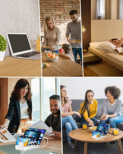 Charging Station For Multiple Devices, Alfuel 50W 6 Port Usb Charging Station Dock With 6 Charging Cables, Charger Station Organizer For Iphone, Android, Tablets, Kindle, Smart Watch - White #TOP6