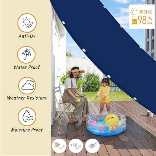 Toile ombrage imperméable auvent de jardin résistant UV bleu
