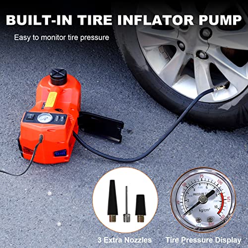 Image of TYAYT 5 Ton Electric Hydraulic Car Jack Kit, Portable with LED Light, Compatible with Car, SUV, Truck, Lifting Range 6-17.7 Inches (Red)