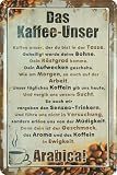WOGEKA ART Retro Blechschild Das Kaffee-Unser: Geheiligt werde Deine Bohne witziger Spruch als Geschenk-Idee zum Geburtstag Weihnachten zur Dekoration 20x30 cm Vintage-Design aus Metall 733