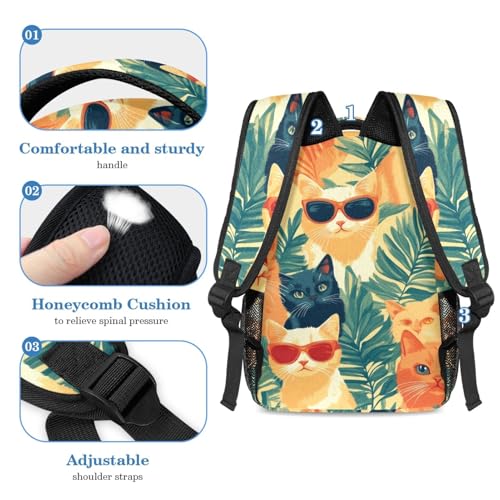 Sac à dos grande capacité garçons filles avec trousse motif chat