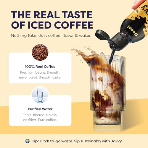 Image of Javvy Cold Brew Coffee Concentrate Instant Coffee, Decaf, 2 Pack | 100% Real Coffee, 0g Sugar, No Artificial Flavors, 60-80mg Caffeine per Serving, Gluten Free, Makes Hot or Iced Coffee