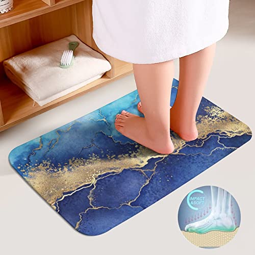 Chfukew Marmorblaue Badezimmerteppiche und -matten-Set, 3-teilig, waschbar, korallenfarben, rutschfeste Badematte… – Bild 7