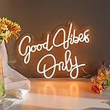 KUNBIGO Good Vibes Only Neon Signs, Power Adapter Included, Suitable for Bedrooms, Cafes, Shops, Bars, Parties, Dimmable, Warm White, Size: 16.7x12.9 inches