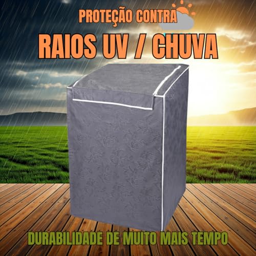 Capa Para Máquina de Lavar Brastemp Eletrolux Consul Impermeável Flanelada Cinza 7kg-17kg | Proteção