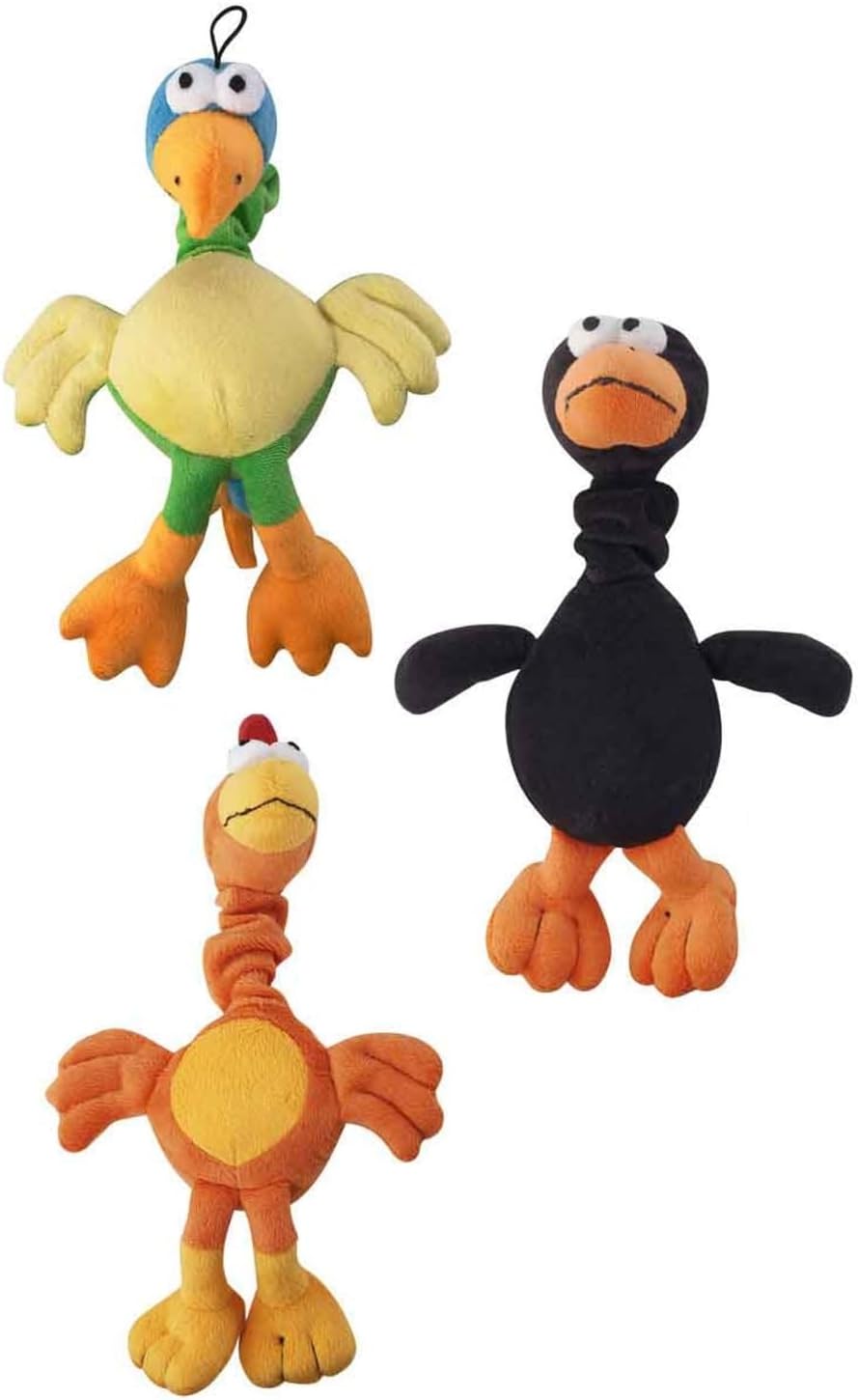 MPP One Dog Toy 14 Inch Chirpies Singing Bird Plush Bungee Neck Tugs Sets Available (Black Crow)