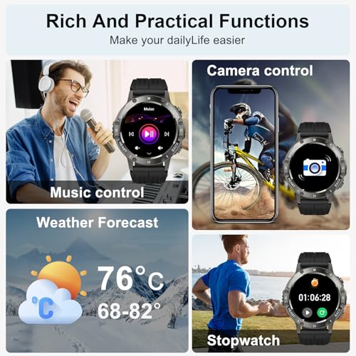 Smart Watch for Men Fitness Tracker: Military Waterproof Make Answer Call Digital Mens Watches Running Smartwatch Android Phone iPhone Samsung Compatible Sleep SpO2 Heart Rate Monitor Step Pedometer - Image 5