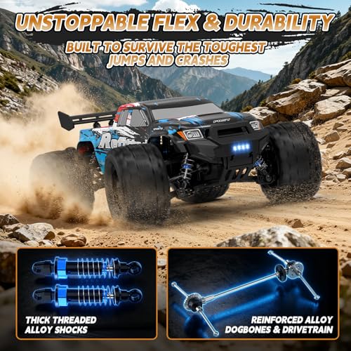 1:16 4X4 High-Speed 40-50+KM/H(Peak) RC Cars Monster Truck - 390 Motor Durable axle & Suspension RC Truck | 3000mAh Batteries | rc Car Toys Halloween Birthday for Teens Aged 14+ - image 3