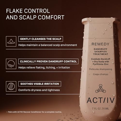ACTIIV Remedy Dandruff Shampoo Treatment | Relieves Dryness & Flakes, Soothes Scalp Irritation, Supports Healthy Hair & Scalp, Plant-Based, Color-Safe, Vegan, All Hair Types, 7 oz — view 2