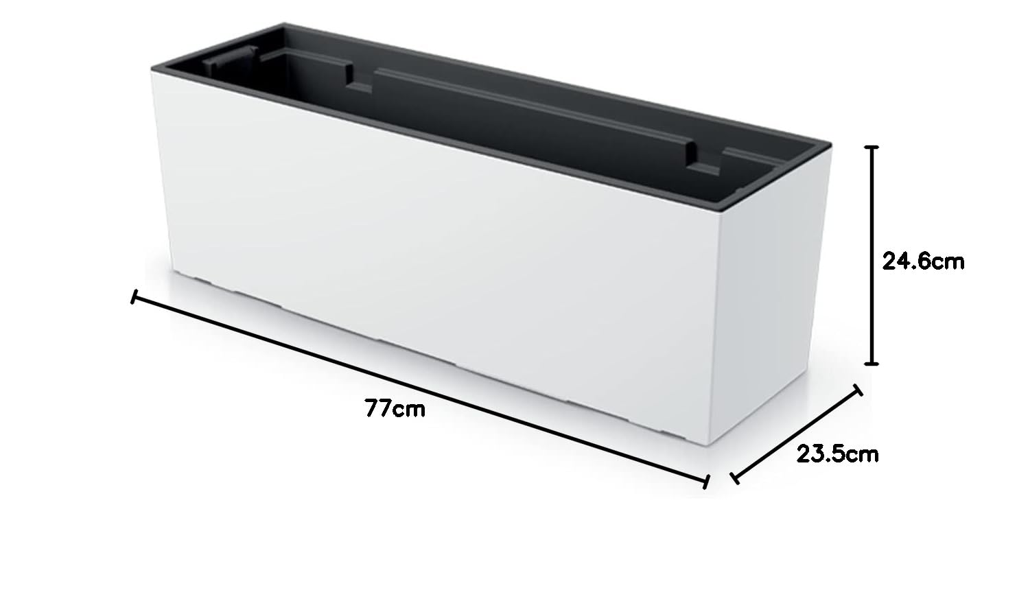 Prosperplast Urbi Case Vaso da fiori con vaso interno per interni ed esterni Rettangolare Vaso UV-resistente 77 x 23,5 x 24,6 cm (Bianco)