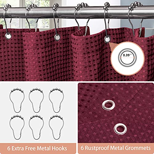 VANZAVANZU Shower Curtain for Bathroom with Metal Hooks Waffle Fabric Shower Curtain Heavy Duty Bath Curtain for Wet Room Bathtub Shower Stall Weighted Hem - Image 4