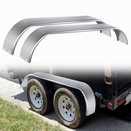 KPJYATUO 2Pcs Dual-Axle Mudguards for Trailers and RVs Fender Double Axle Compatible with 13-15 Tires Silver