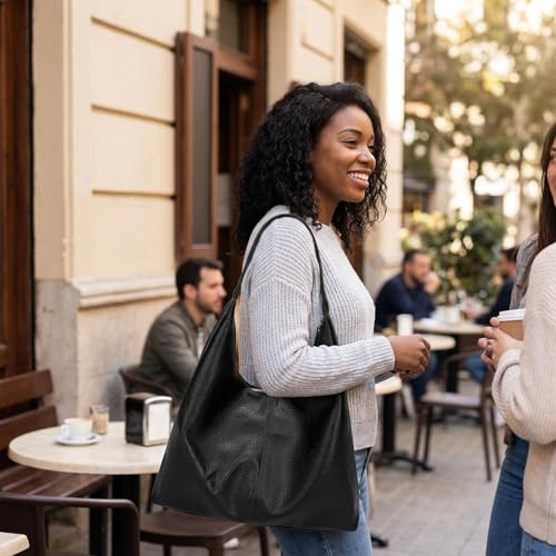 Bolso Hobo para mujer en PU cuero suave con cierre miniatura 3