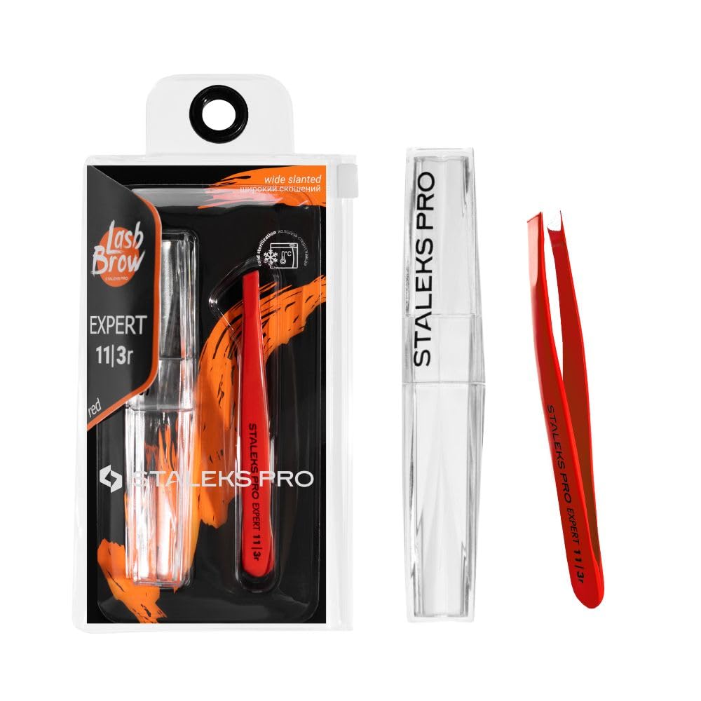 STALEKS PRO Eyebrow Tweezers for Thick and Wide Eyebrows, Precise, Stainless Steel Expert 10/3