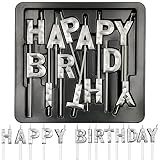 13pcs Silver Happy Birthday Cake Candles, Glittery 3D Diamond Shape Birthday Letter Candles for Cake