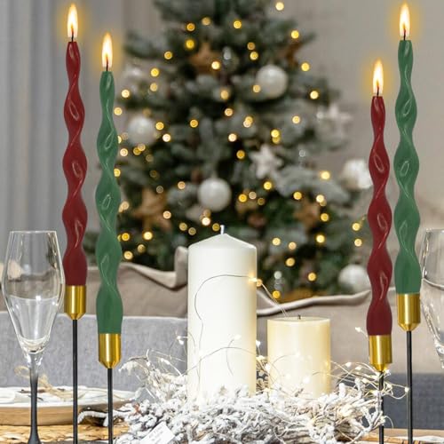 Bougies de Noël en spirale rouges sans odeur pour illuminer vos convives - 2
