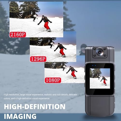 Miniatura 5 de YUNSEITY Mini cámara corporal, cámara HD desgastada con lente giratoria de 180 y clip trasero, visión nocturna, detección de movimiento, cámara de