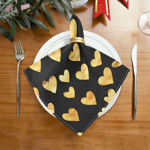Servilletas de Tela con Estampado Corazones Dorados Pack de 6 miniatura 3