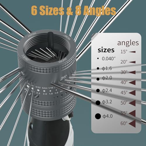 SONNLER Tungsten Sharpener Grinder For Tig Welding, 6 Sizes 8 Angles Tungsten Electrode Grinder Head, TIG Welding accessories With Cut-Off Slot, Multi-Angle Offsets,10 Diamond Wheels, 3 CNC Mandrels