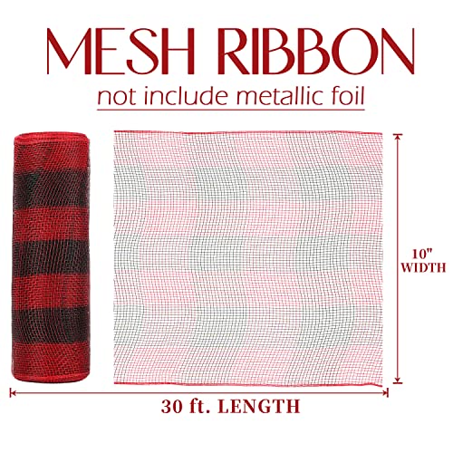 Snapklik.com : MEEDEE Black And Red Check Mesh Ribbon For Christmas ...