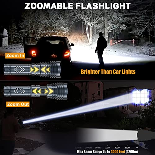 Rechargeable Flashlights 180000 High Lumens,Xhp160.6 Super Bright Led Flashlight,Tactical Powerful Waterproof Handheld Flashlights With Zoomable 6 Modes For Emergencies Camping #TOP2