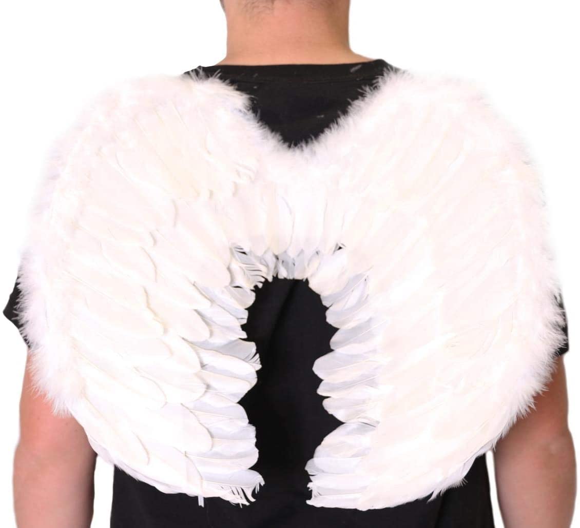 WHITE FEATHER WINGS - PERFECT FOR HALLOWEEN COSTUMES, CHRISTMAS FANCY DRESS AND ANGEL COSTUMES - ONE SIZE
