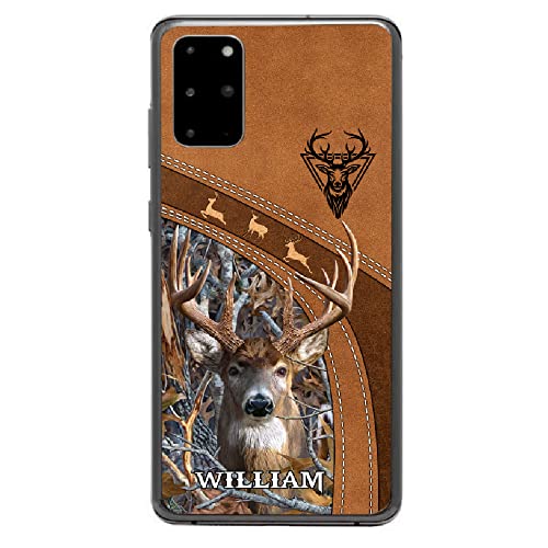 Edenkard Deer Hunting Personalized Phone Case, Deer Hunting Leather Pattern Personalized Phone Case, Hunting Phone Case, Gift For Dad Grandpa Papa, Birthday Gift White (D4) #TOP3
