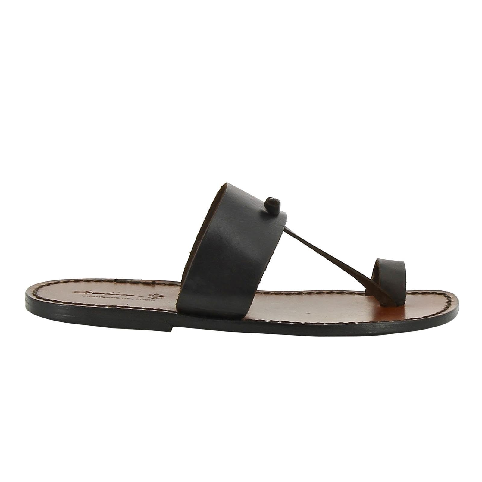 Ciabatte Infradito da Uomo in Pelle Color Cuoio Fatte a Mano - Colors: Nero, Testa di Moro, Cuoio - Codice Modello: 554-U-CUOIO