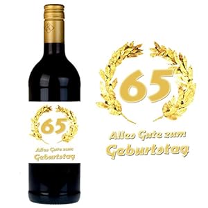SHIRT-TO-GO Flaschenetikett zum 65. Geburtstag für Wein und Sektflaschen als Geschenkidee zum 65. Geburtstag