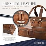 Luxorro Full Grain Leather Duffle Bag for Men | TSA Approved 22x14x9 Carry On Luggage | 22 Inch, 45L Capacity | Overnight Weekender & Travel Duffel | Dark Brown - Image 3