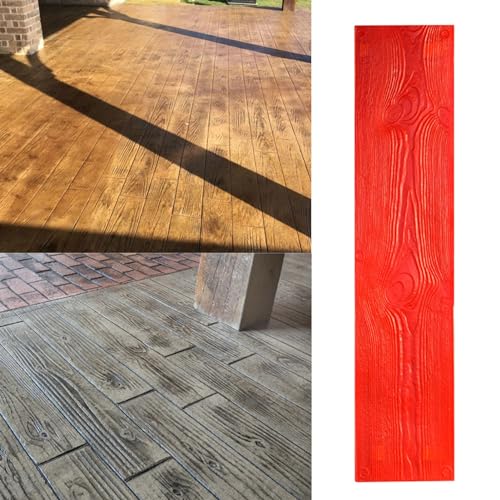 BBHW Wood Grain Concrete Stamps Mats, Realistic Hardwood Texturing Slabs Concrete Form, Polyurethane Cement Stamp for Outdoor Deck Patio Floors (Color : 2 PCS)