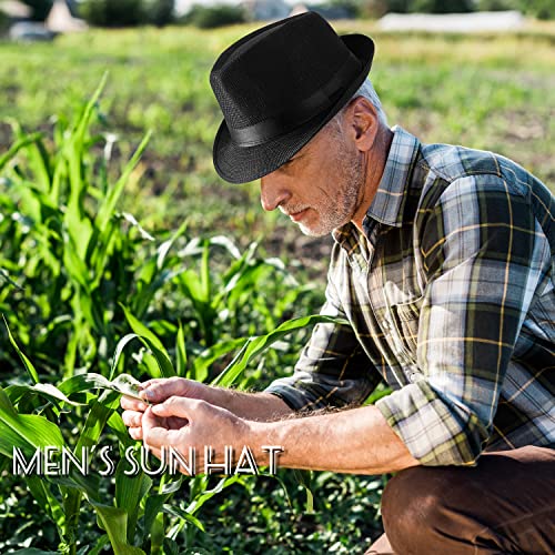 Men Wide Brim Straw Hat,Man Summer Beach Fedora Sun Hat Upf50+, Sun - Protected Straw Hats For Men Black #TOP4