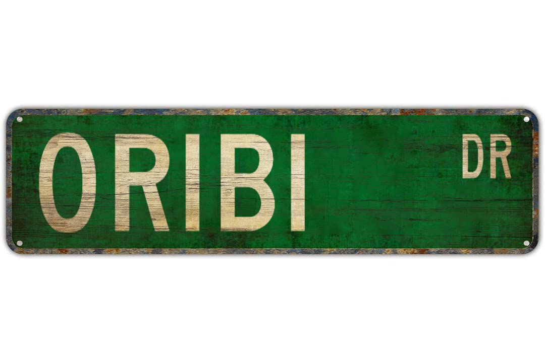 peiyeety Vintage Metal Tin Sign Oribi Drive Street Sign, Retro Wall Decor for Home, Bar, Garage, Cafe, Man Cave, Wildlife Room, Farm, Rustic Wall Art for Indoor and Outdoor Decoration, 4x16 Inch
