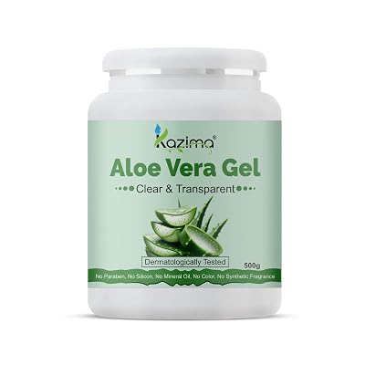 KAZIMA Pure Aloe Vera Gel for Skin and Hair, 500gm | Hydrates, Moisturizes & Soothes Irritated Skin | Pure & Natural Alo