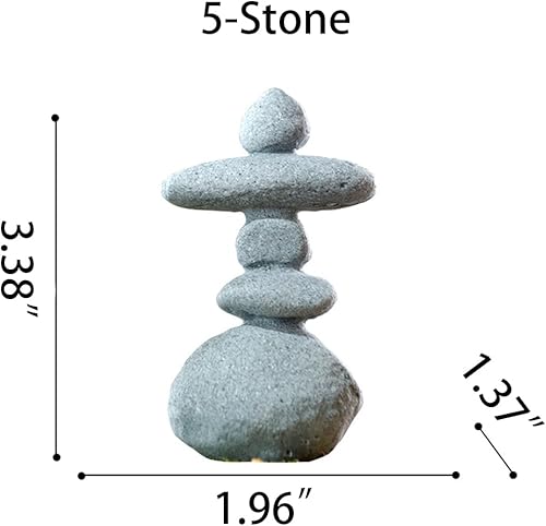 Miniatura 2 de Mini decoración de piedra zen apilada de 5 piedras, estatuas de rocas hechas a mano, decoración de jardín japonés, decoración de acuario de pecera,