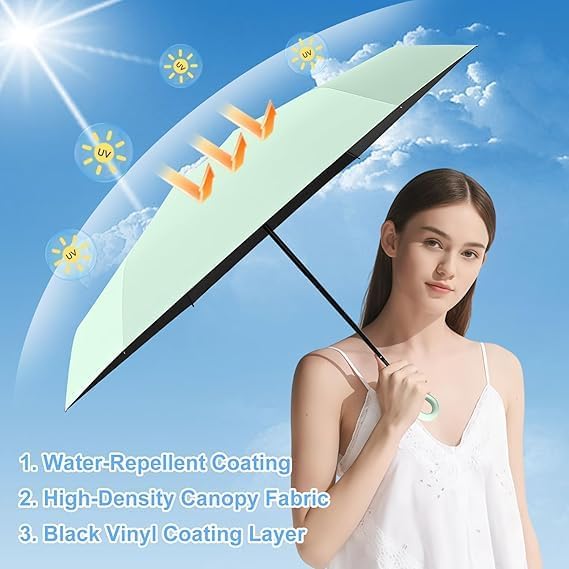Image of Ozoy umbrella for women,Travel - Mini Folding Compact with Case, 6 Ribs Lightweight Portable Small Sun&Rain Pocket Umbrella for Girls and Women