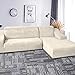 Produktbild Samt Plüsch Stretch Sofabezug, Loveseat L-Form Schnitt Couch Bezug, rutschfeste weiche Sofa Schonbezug Waschbare Möbel Protector für Haustiere Hunde Beige 74-90in
